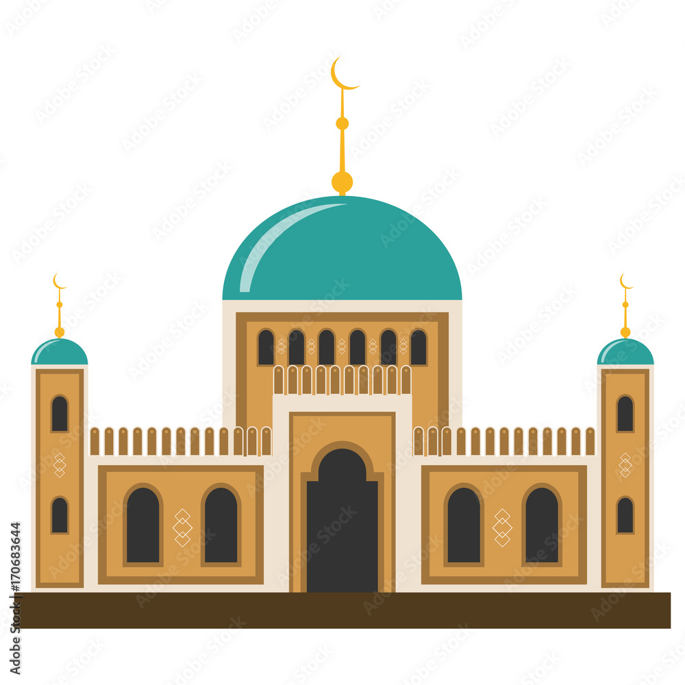 Arabic muslim mosque and minaret.