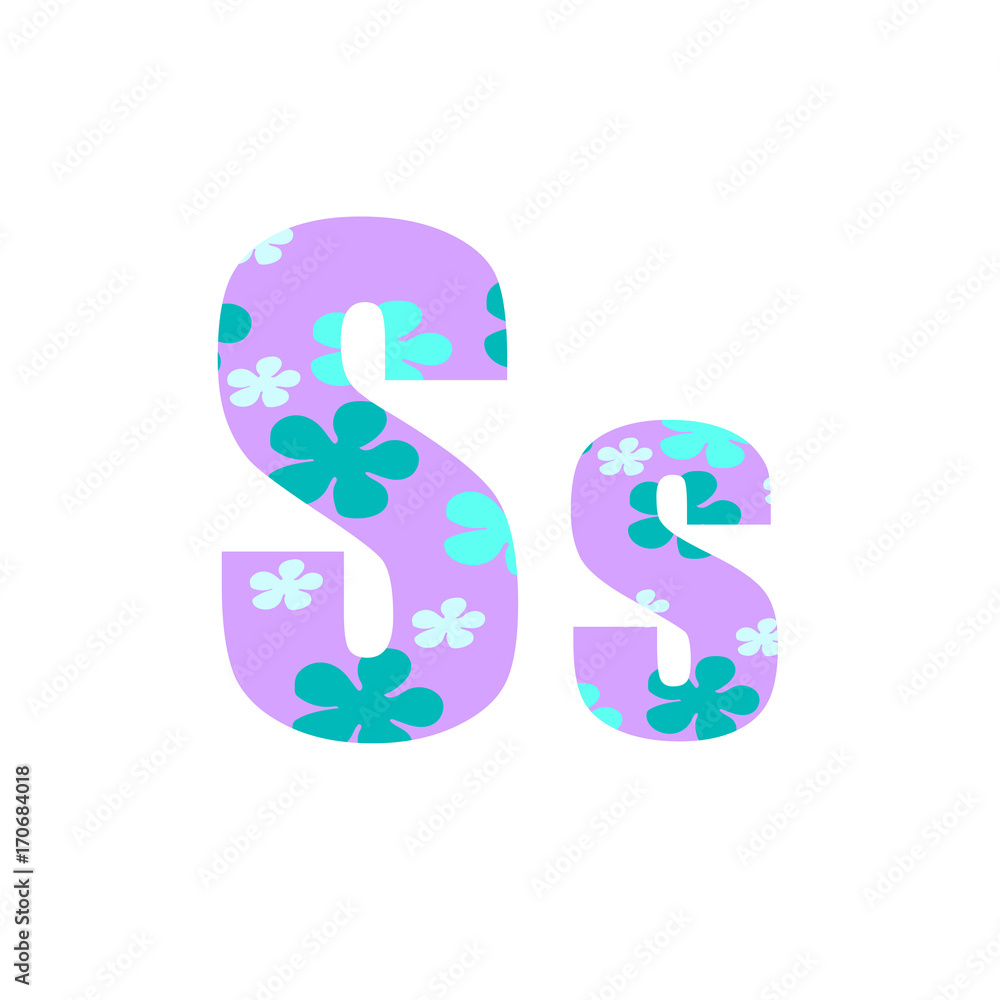 Colorful flowers letter S logo design template. Stylish vector icon Colorful flowers letter S logo design template. Stylish vector icon
