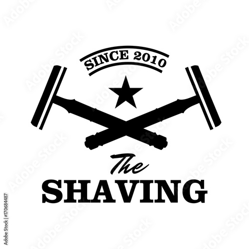 Safety razor. Shaving or Barbershop emblem.