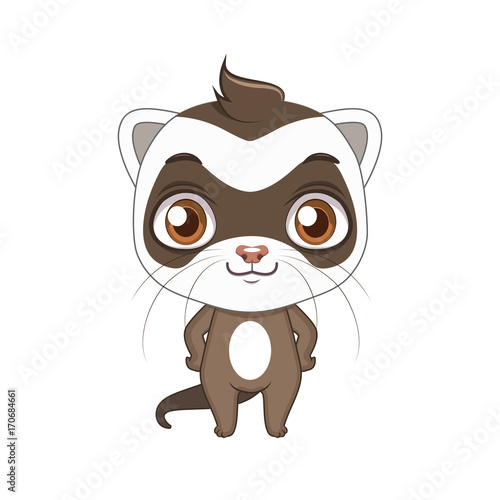 Cute stylized cartoon ferret illustration ( for fun educational purposes, illustrations etc. )