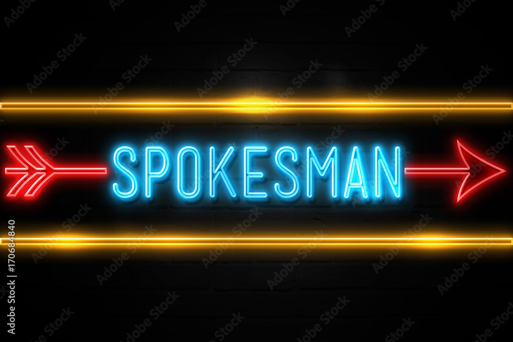 Spokesman  - fluorescent Neon Sign on brickwall Front view