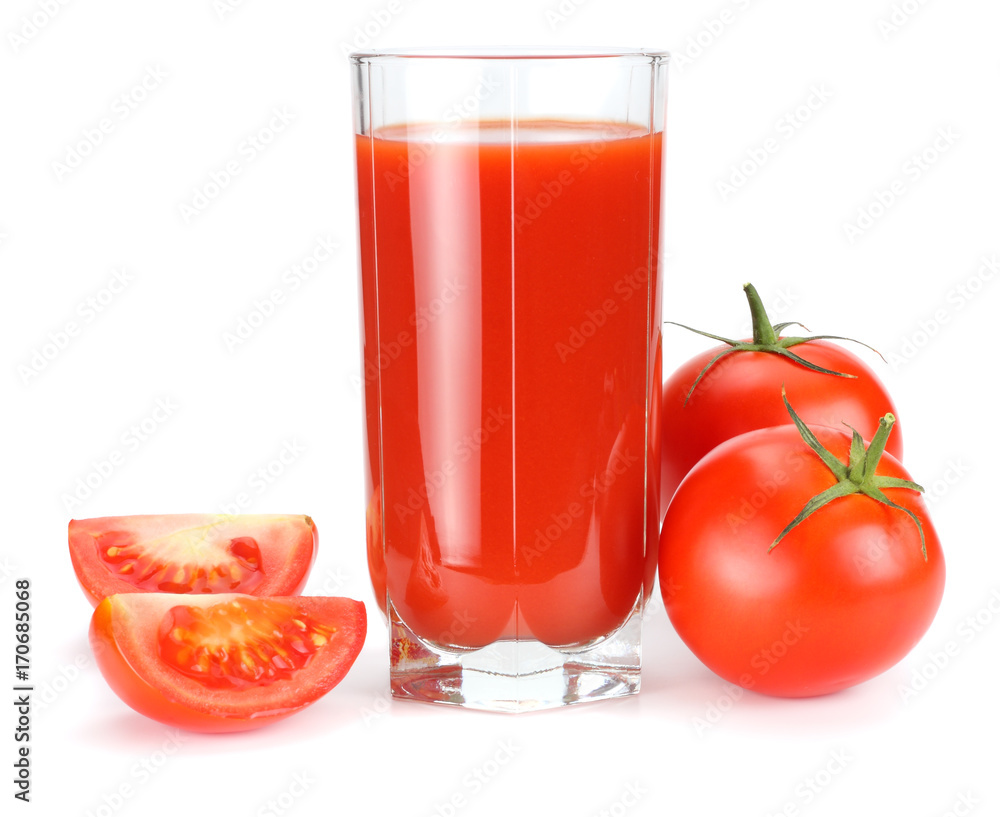 tomato juice isolated on white background. juice in glass tomato juice isolated on white background. juice in glass