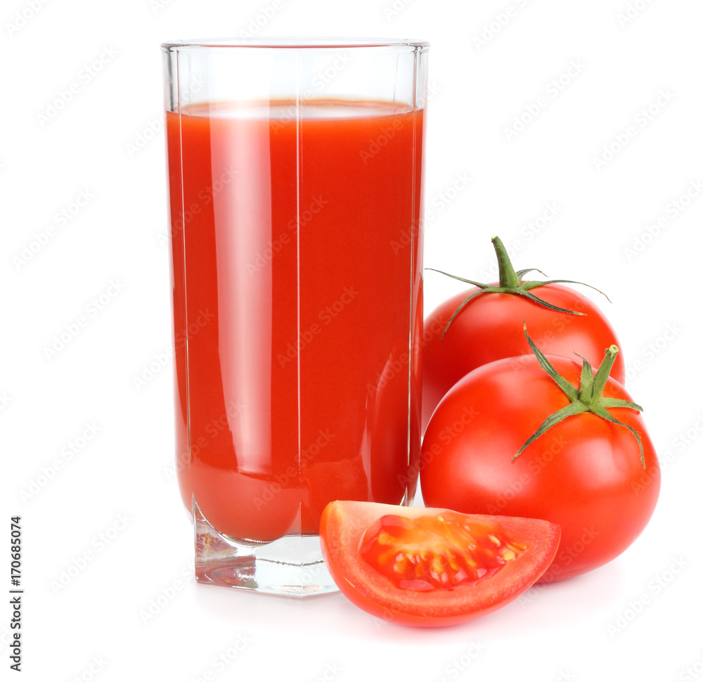 tomato juice isolated on white background. juice in glass tomato juice isolated on white background. juice in glass