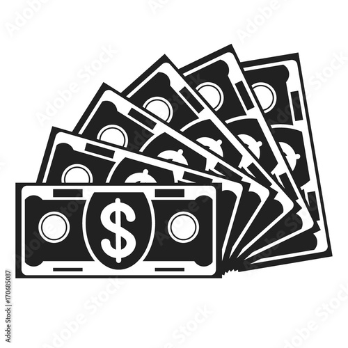 Flat design vector illustration paper dollar cash banknote icon. Business, finance, investment and loans. Bank, pawnshop and financial institution concept. Isolated on a white background.