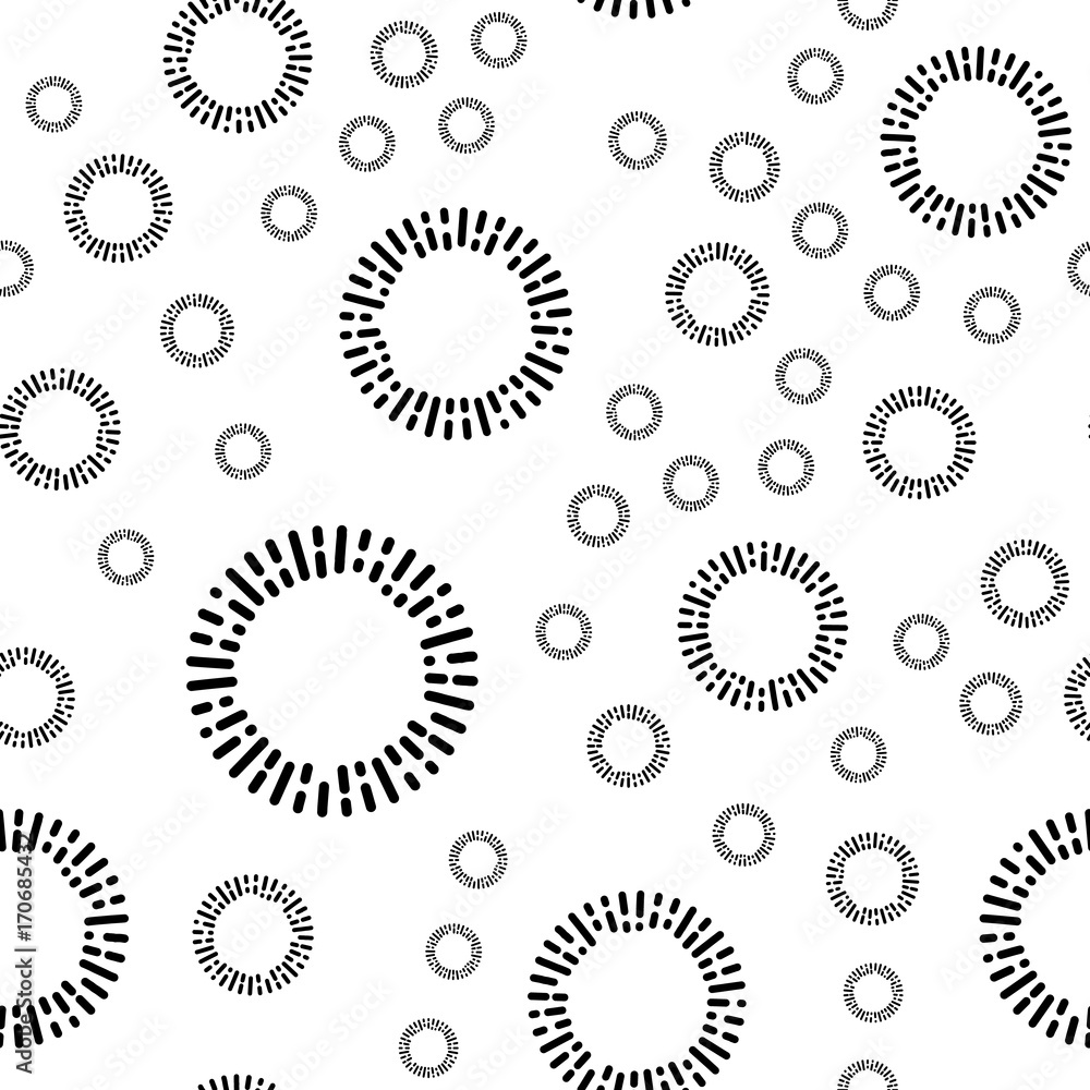 Simple seamless textile pattern with black round elements. Vector background illusrtration.