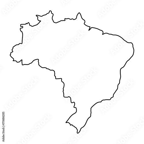 Brazil map of black contour curves of vector illustration