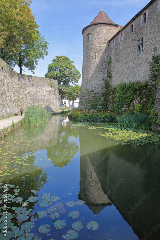 Reflections of the Castle Museum in Boulogne sur Mer, Cote d'Opale, Pas de Calais, Hauts de France