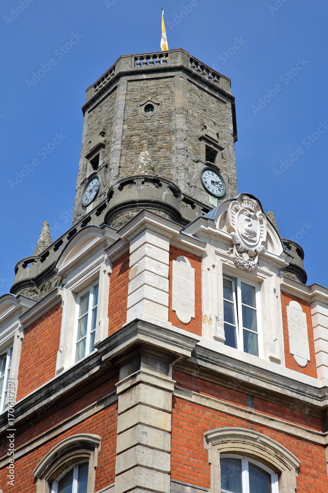 External details of the town Hall and the Belfry in Boulogne sur Mer, Cote d'Opale, Pas de Calais, Hauts de France 