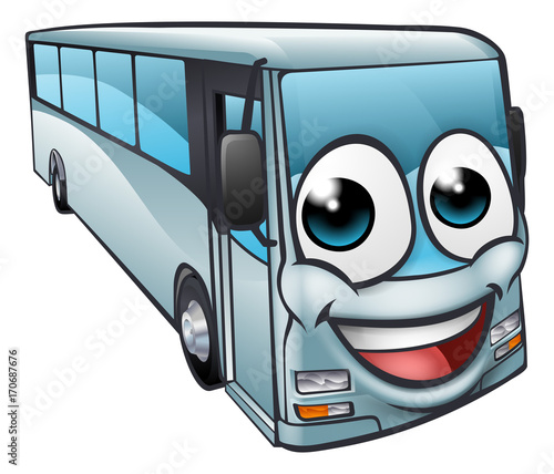 Coach Bus Cartoon Character Mascot