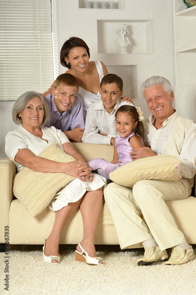 big happy family sitting