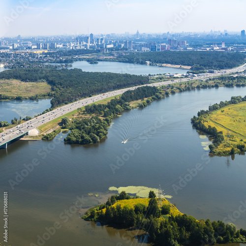 above view of Pavshinsky Floodplain in Moscow photo