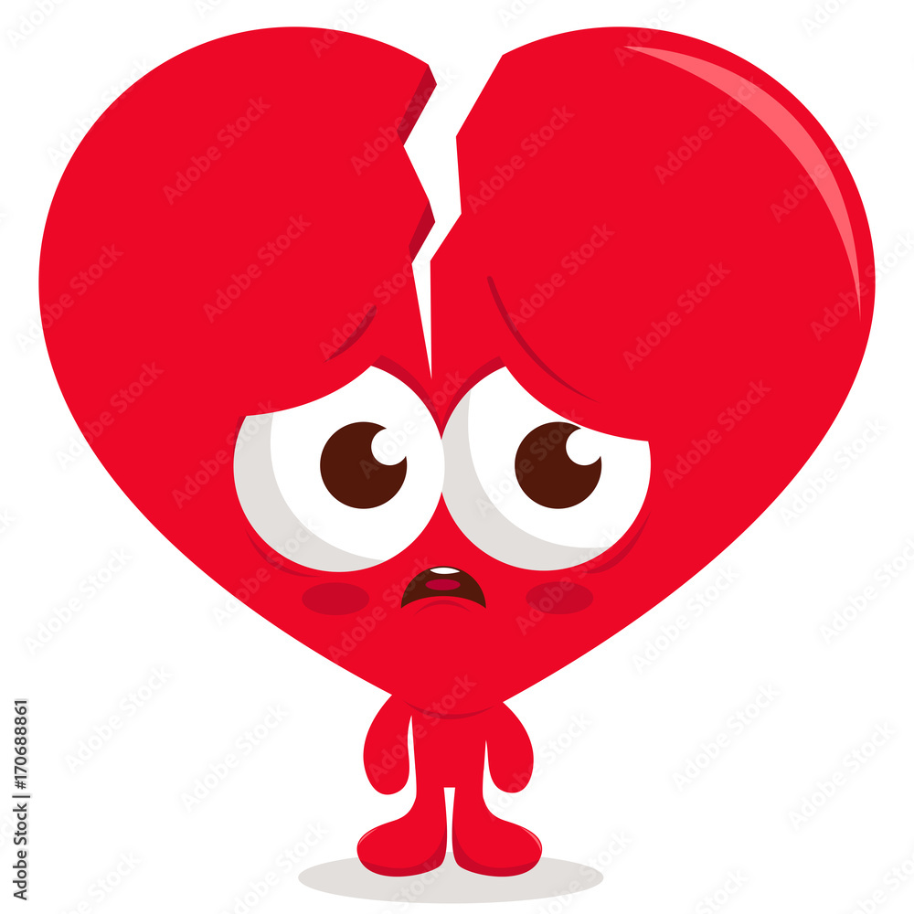 Cartoon broken heart character. Vector illustration Stock Vector | Adobe  Stock