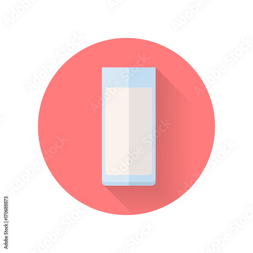 Glass of Milk Flat Design Vector Illustration