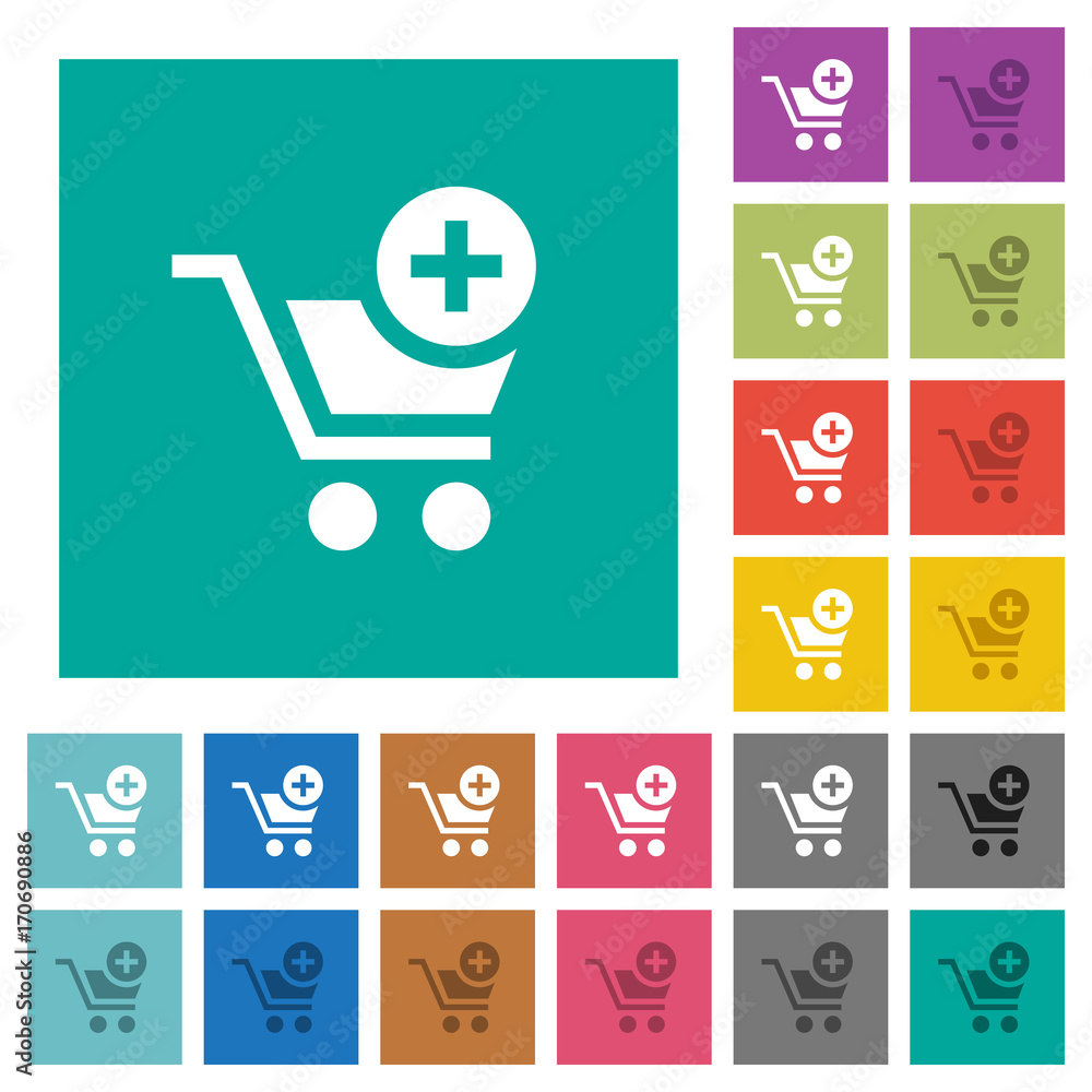 Add item to cart square flat multi colored icons Add item to cart square flat multi colored icons