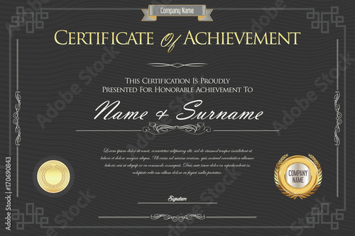 Certificate or diploma retro template