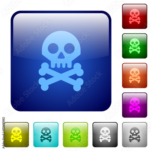 Skull with bones color square buttons