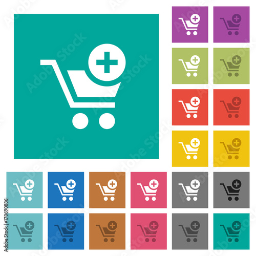 Add item to cart square flat multi colored icons