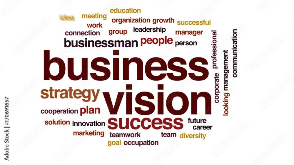 Business vision animated word cloud, text design animation. Business vision animated word cloud, text design animation.