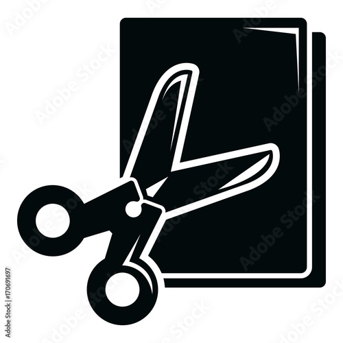 Scissors paper icon, simple black style