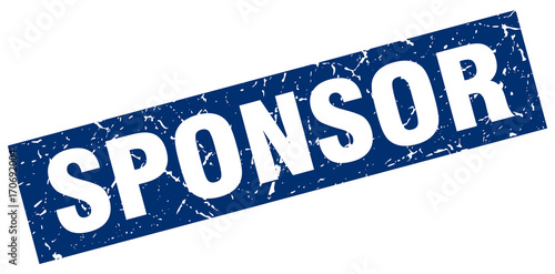 square grunge blue sponsor stamp