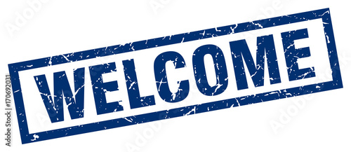 square grunge blue welcome stamp