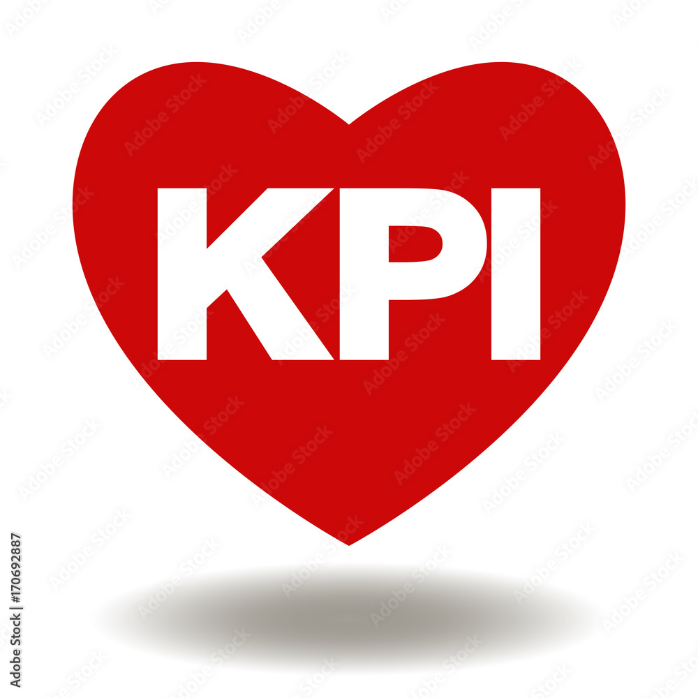 KPI Red Heart Vector Icon. Key Performance Indicators Healthcare