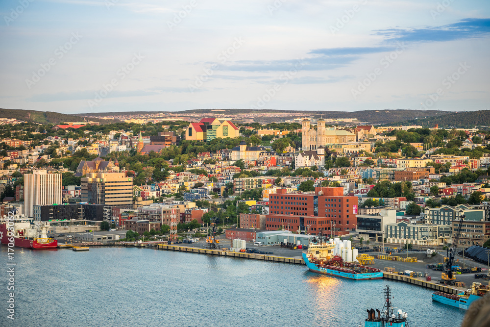 St. John's cityscape, capital city of Newfoundland and Labrador, Canada
