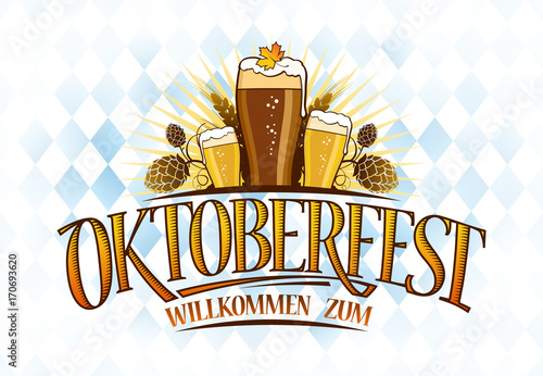 Oktoberfest design with three glasses of beer