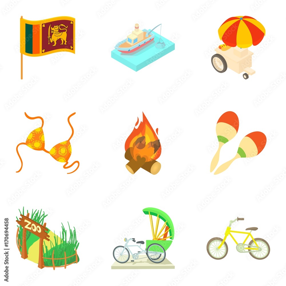 Venture upon icons set, cartoon style Venture upon icons set, cartoon style