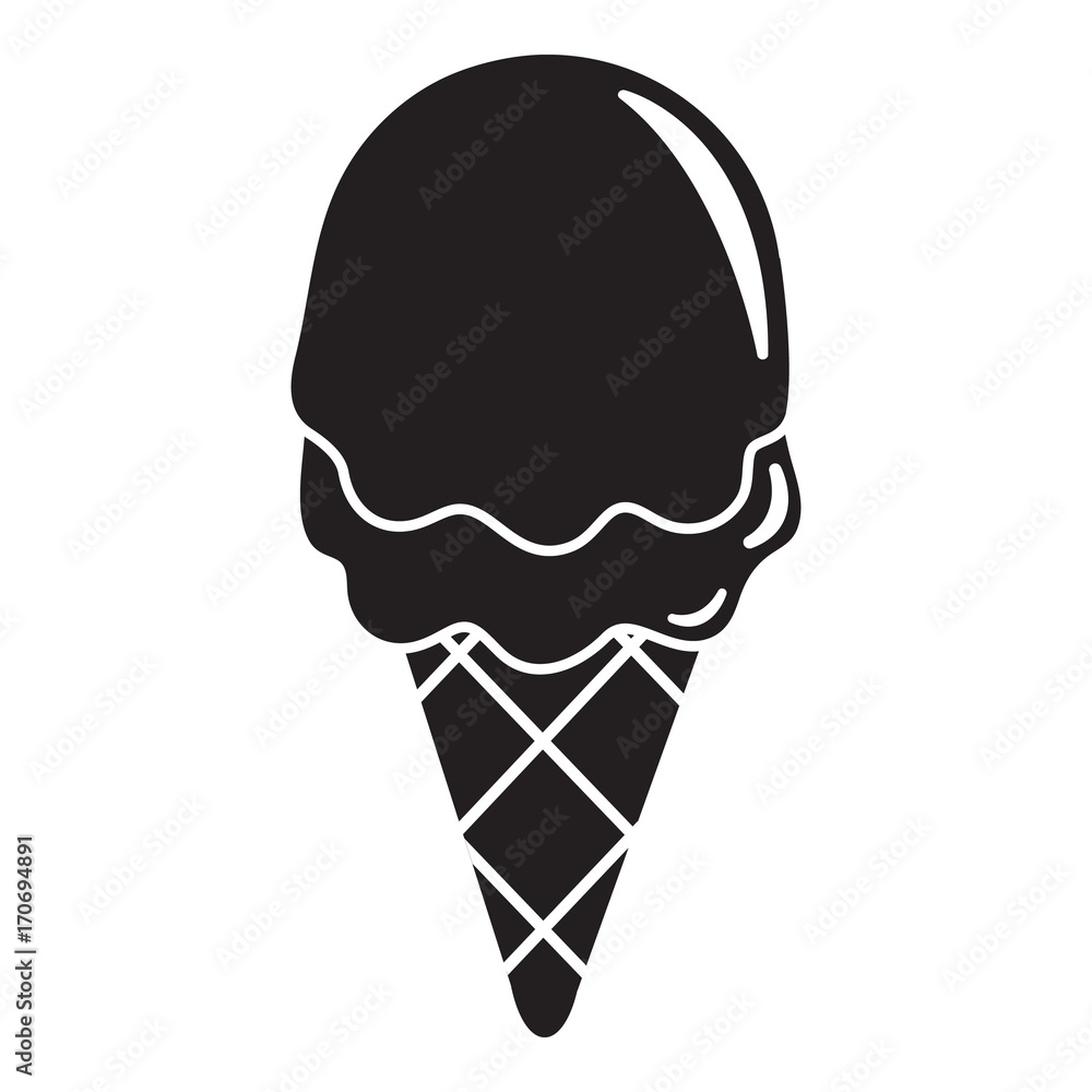 Strawberry ice cream icon, simple black style Strawberry ice cream icon, simple black style