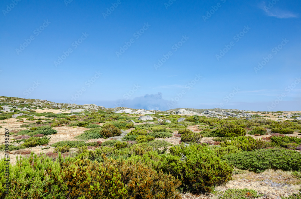 Landscape and smoke, way to the hole, Covao dos Conchos, Serra da Estrela, Portugal