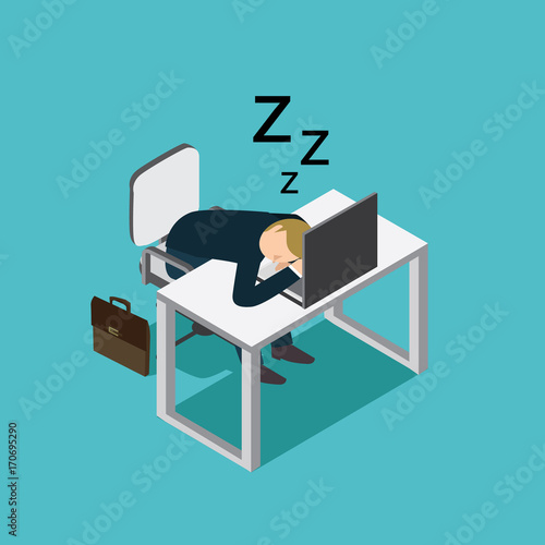 businessman slept in desk office