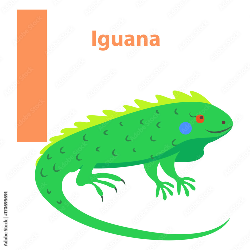 Obraz premium Alphabet for Children Character I Iguana Art Icon