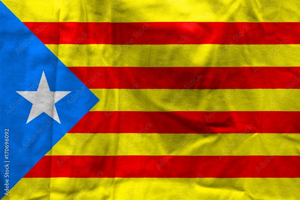 Crumpled flag. Catalonia.