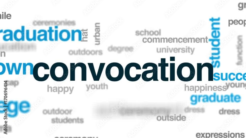Convocation animated word cloud, text design animation. Convocation animated word cloud, text design animation.