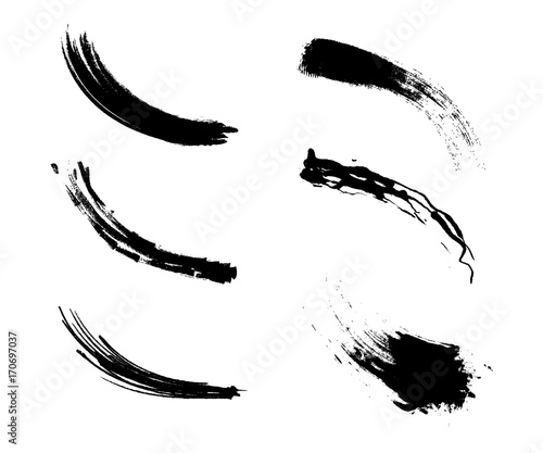  Vector black mascara brush trace strokes.