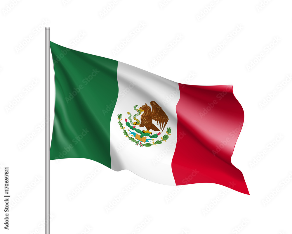 Waving Flag Of Mexico Illustration Of North America Country Flag On Waving Flag Of Mexico Illustration Of North America Country Flag On