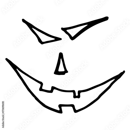 Hand Drawn Halloween Set. Scary face.