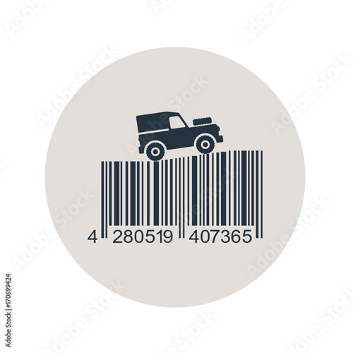 Icono plano codigo de barras Land Rover en circulo gris