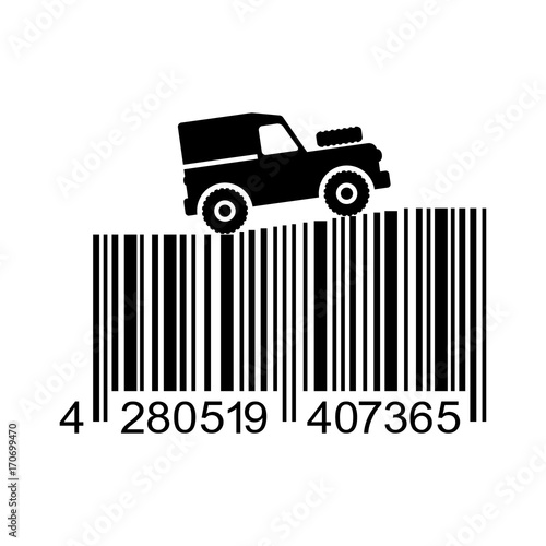 Icono plano codigo de barras Land Rover negro en fondo blanco