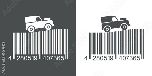 Icono plano codigo de barras Land Rover gris y blanco