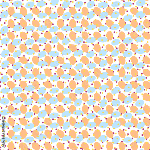 Blue beige pattern with ovals and dots. Vector seamless pattern