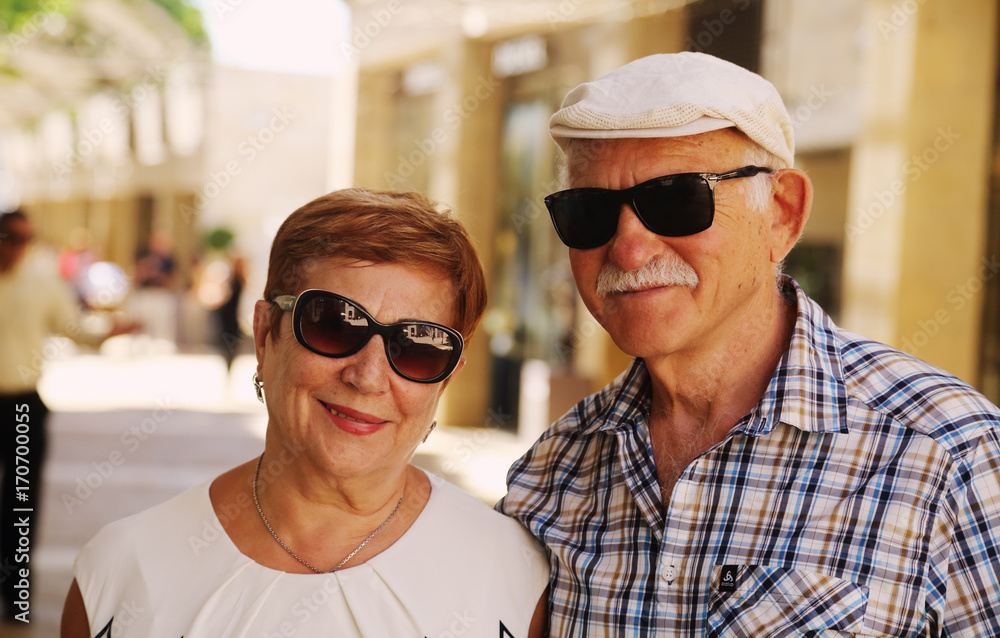 Portrait of senior couple walking in Jerusalem Portrait of senior couple walking in Jerusalem