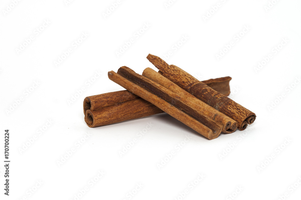 Closeup view of cinnamon stick isolated on white background Closeup view of cinnamon stick isolated on white background
