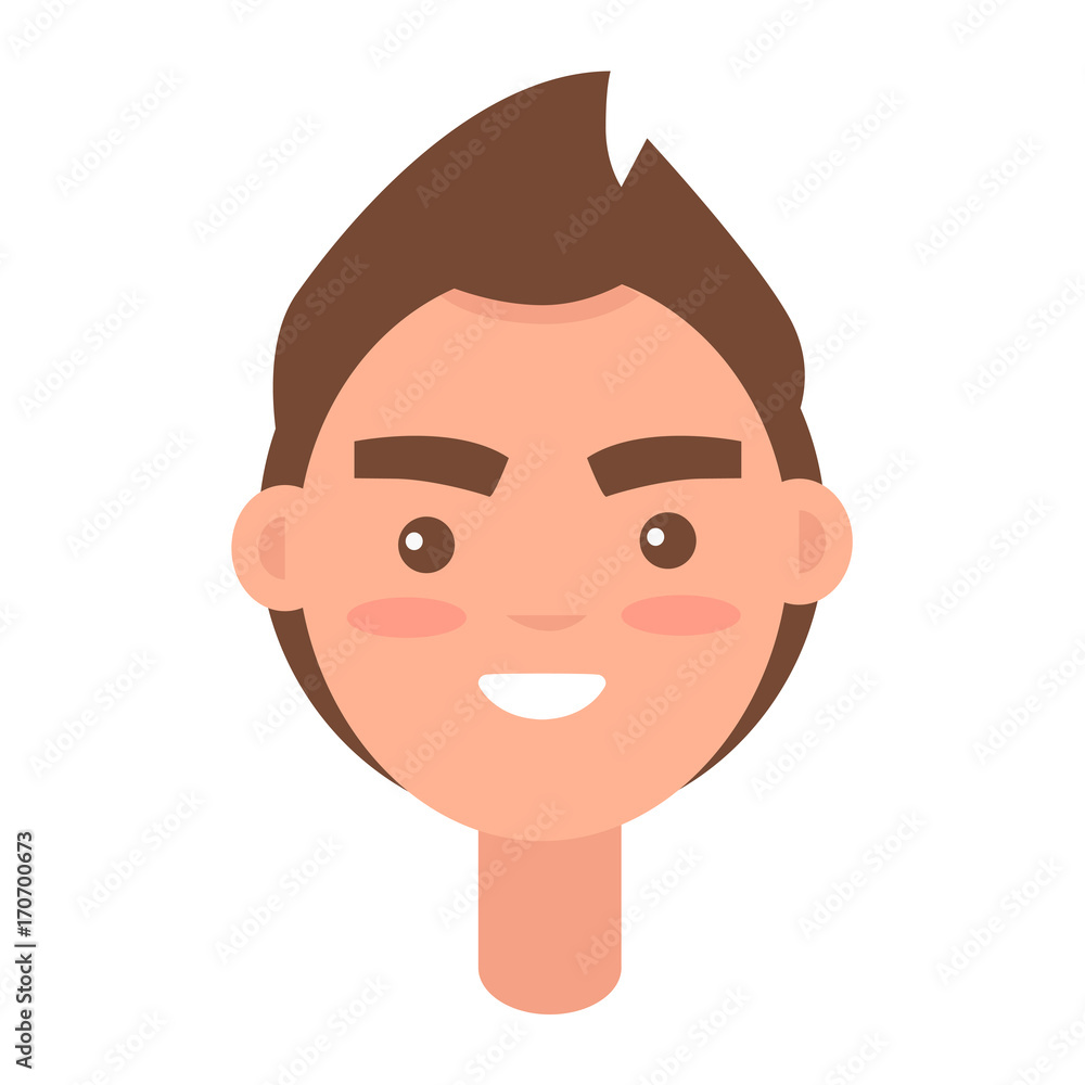Male Cartoon Head with Smile Isolated Illustration