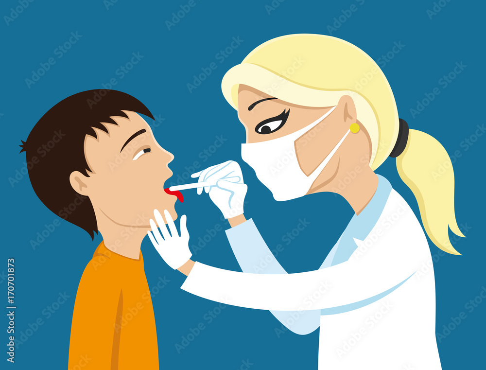 Doctor heals throat. Doctor heals throat.