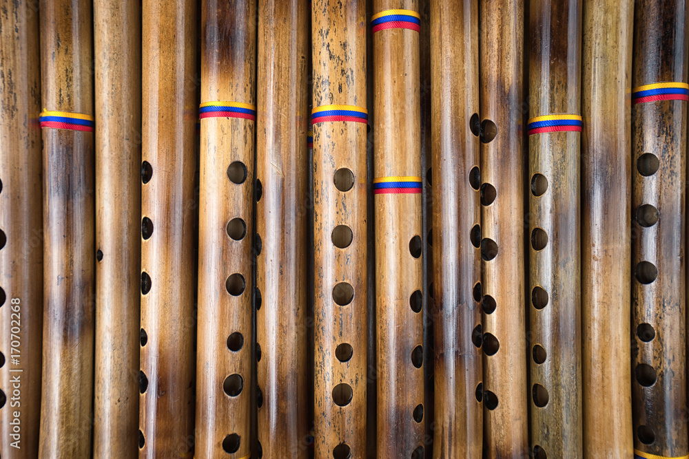 Andean flutes closeup in Ecuador Andean flutes closeup in Ecuador