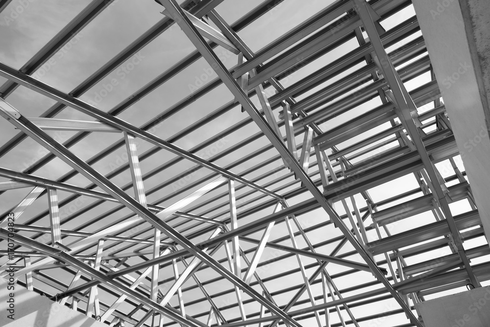 Structure of steel roof. Structure of steel roof.