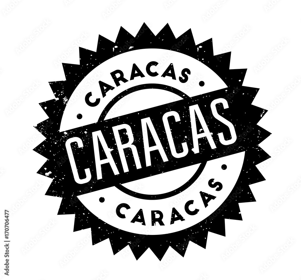 Caracas rubber stamp. Grunge design with dust scratches. Effects can be easily removed for a clean, crisp look. Color is easily changed.