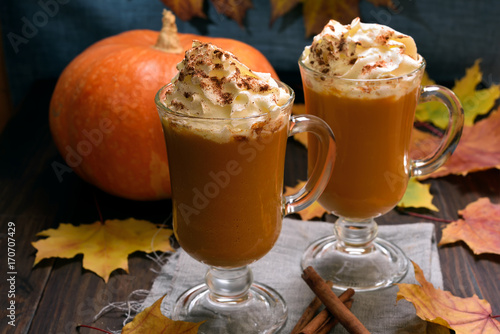 Pumpkin latte with whipped cream